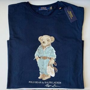 Ralph Lauren Polo Bear Men`s T-Shirt XL Navy Blue Cotton Short Sleeve New